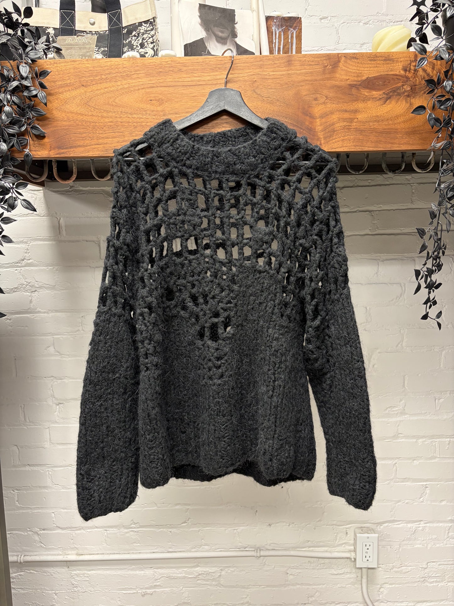 SS2020 Maison Margiela Loose Gauge Black Distressed Knit Sweater