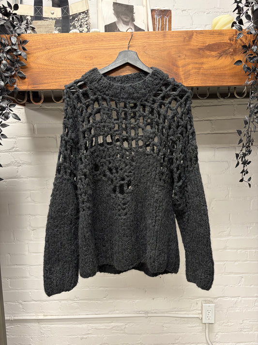 SS2020 Maison Margiela Loose Gauge Black Distressed Knit Sweater