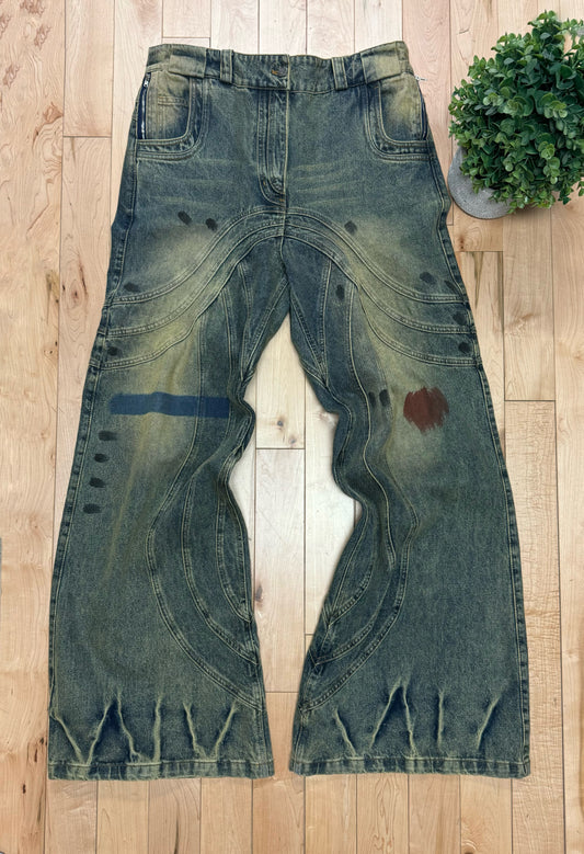 No Faith Studios ‘Wave’ Wide Leg Denim