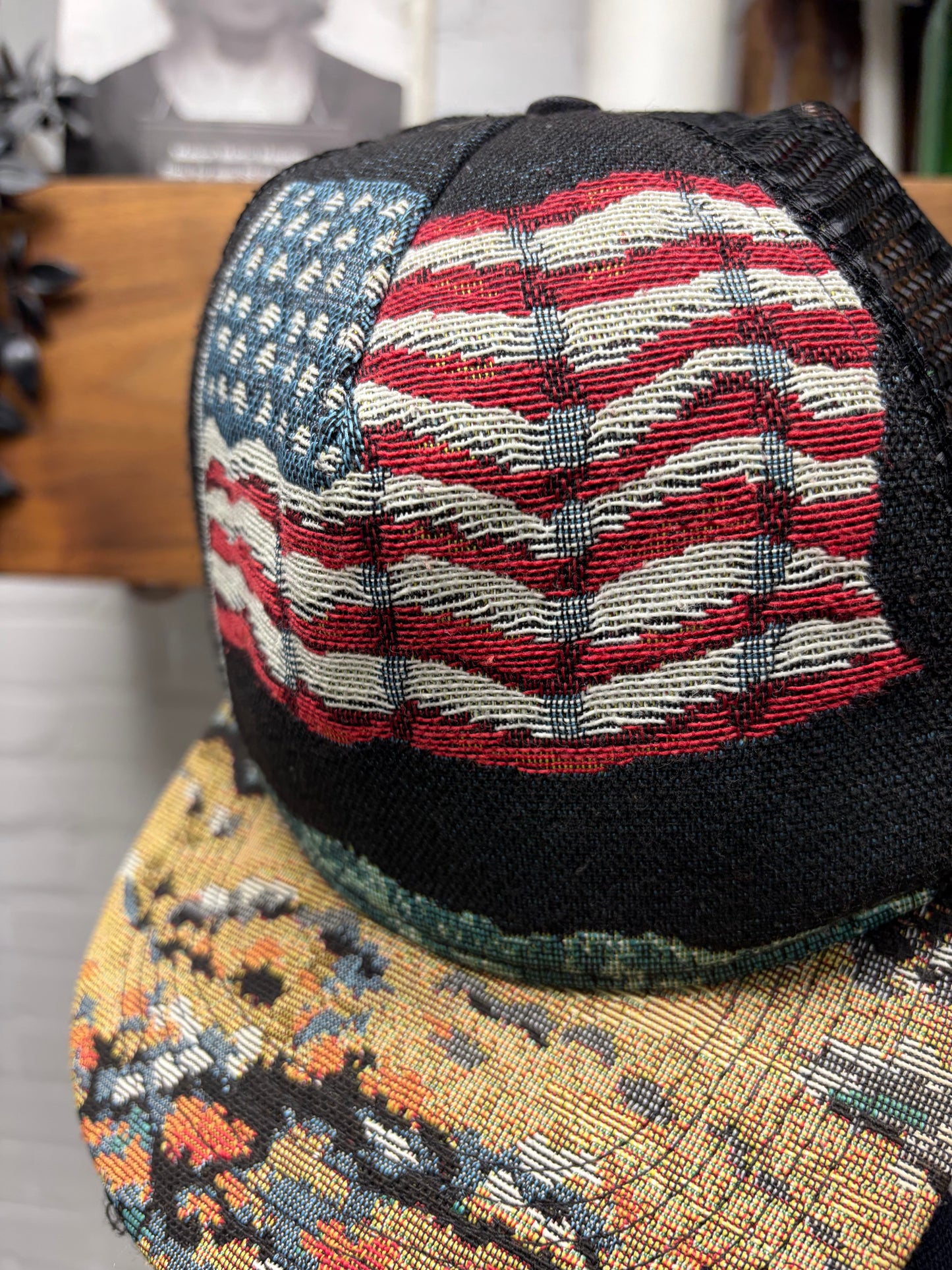 SS2016 Saint Laurent by Hedi Slimane ‘Moon Landing’ American Flag Trucker Hat