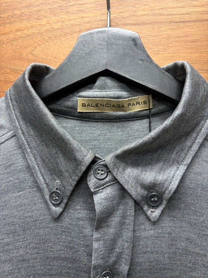 Balenciaga Grey Jersey Cotton Button Up Shirt