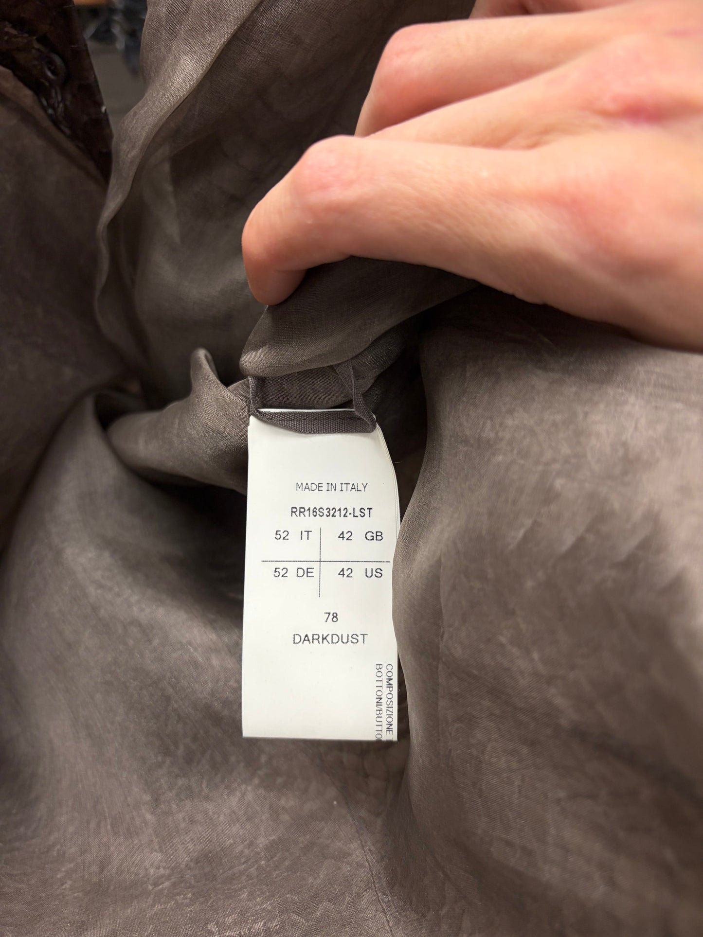 SS2016 Rick Owens Genuine Python Leather ‘Cyclops’ Collared Button Up Shirt