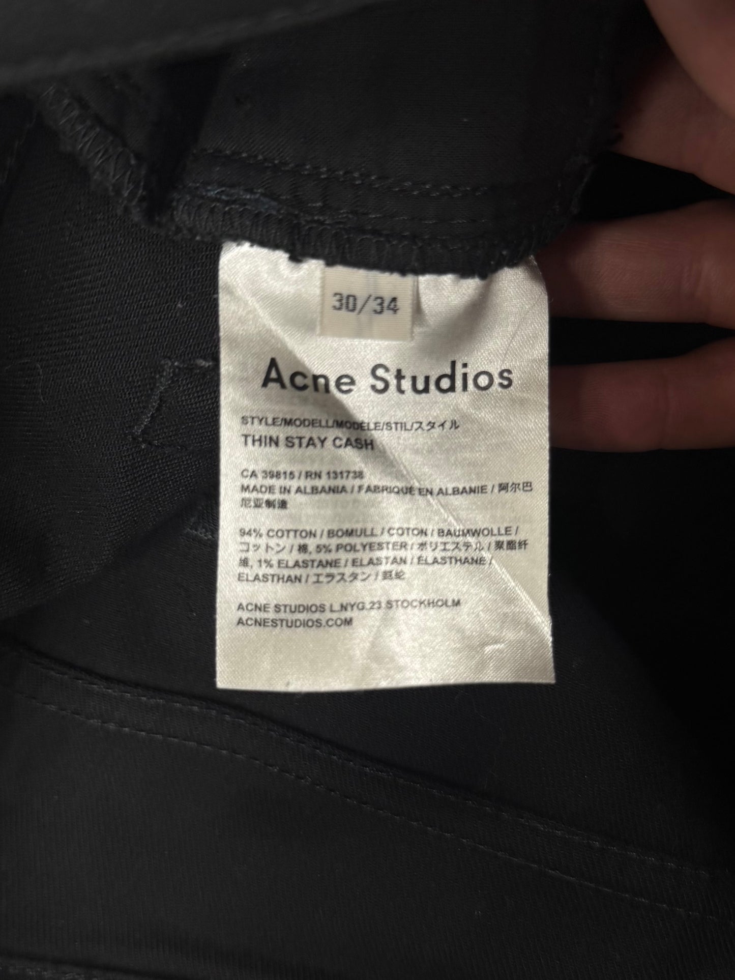 Acne Studios ‘Stay Cash’ Waxed Black Skinny Jeans