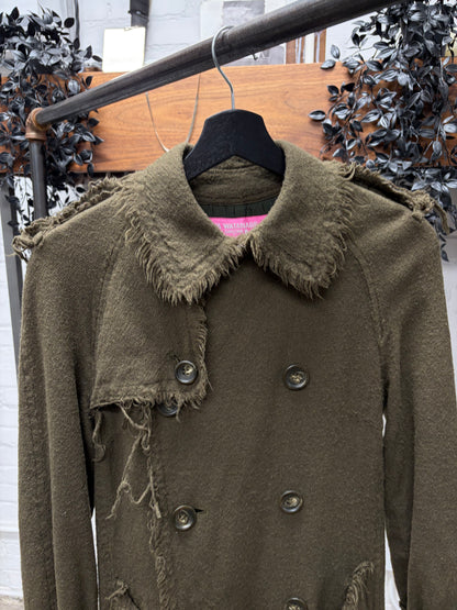 AW2003 Junya Watanabe Distressed Wool Double Breasted Trench Coat