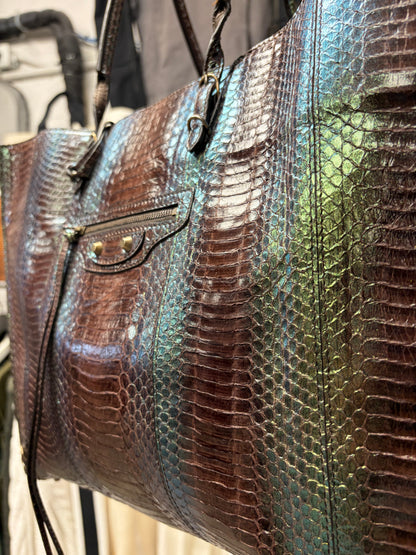 Balenciaga ‘Papier A4’ Oil Spill Genuine Python Leather Tote Bag