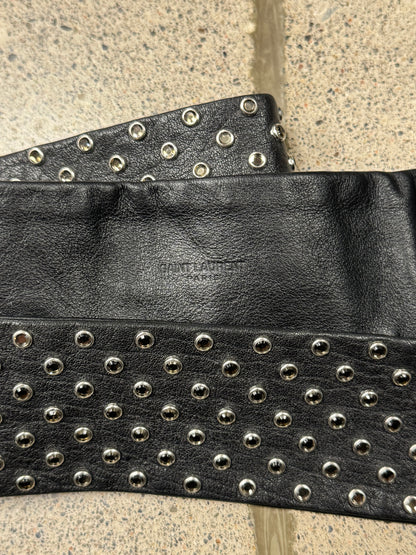 Saint Laurent Studded Lambskin Leather Belt