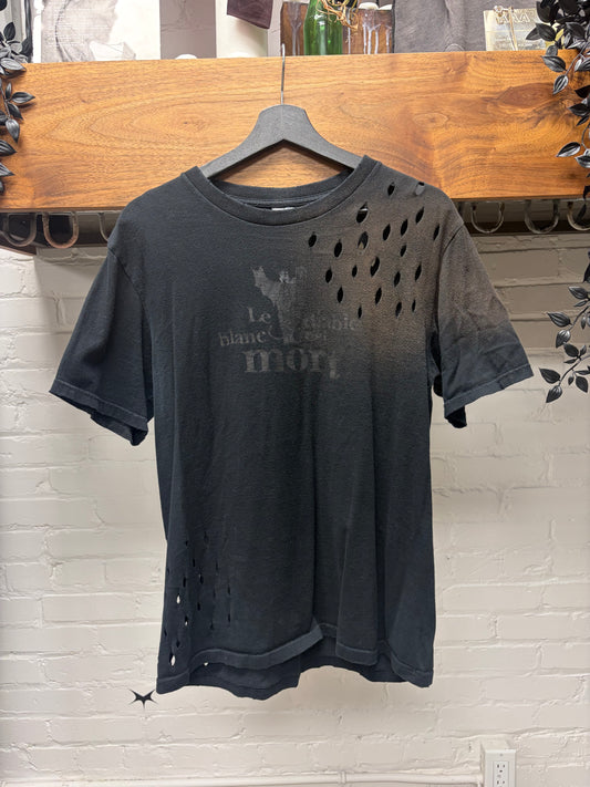 AW2008 Number (N)ine ‘My Private Portland’ Black Gunshot Distressed ‘Le Diable Blanc’ T-Shirt