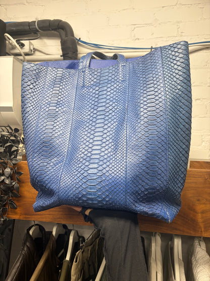 Celine Blue Python Leather Snakeskin Hide Tote Bag