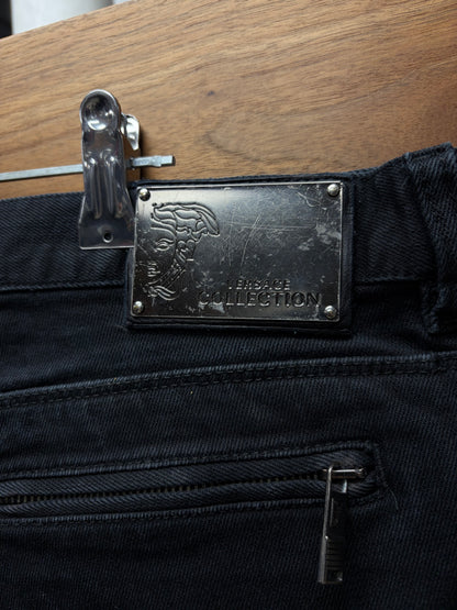 2000s Versace ‘Moto Knee’ Black Skinny Biker Jeans
