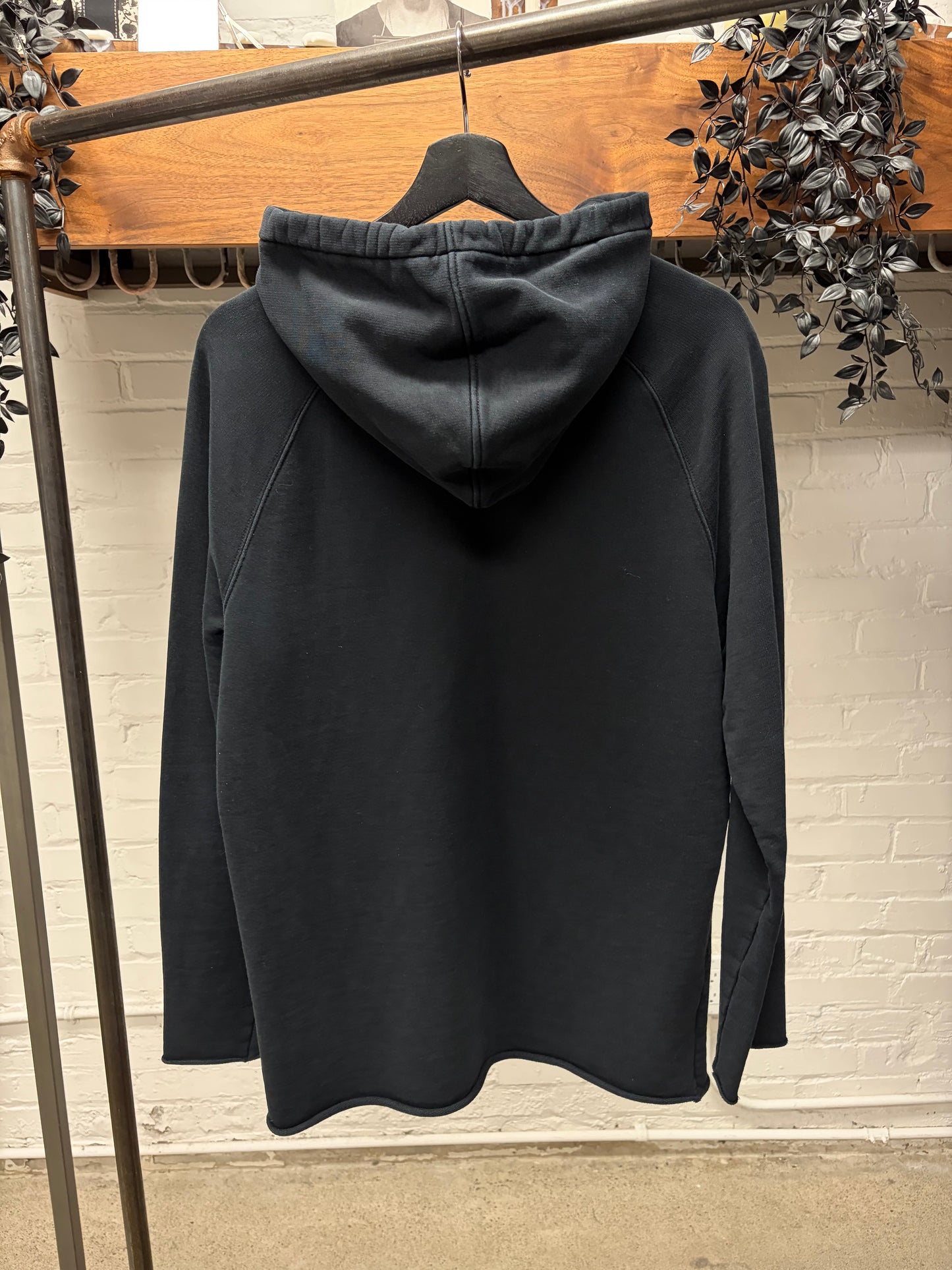 Balmain Black/Blue Logo Black Cotton Pullover Hoodie