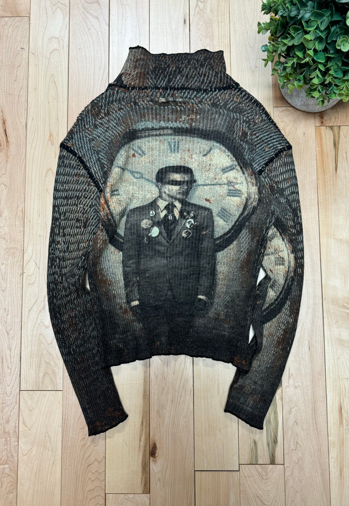 AW2003 Jean Paul Gaultier ‘Clock’ Ribbed Knit Sweater