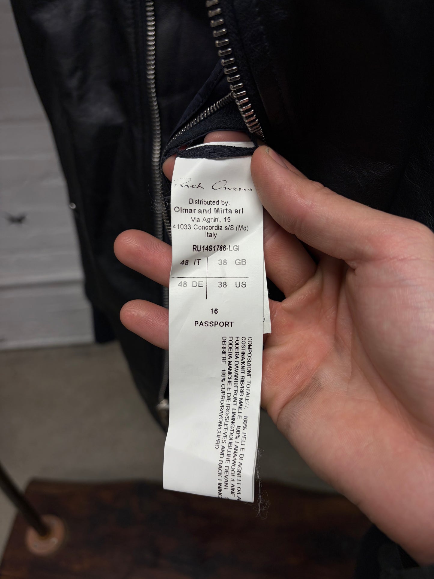 SS2014 Rick Owens ‘Vicious’ Scuba Hooded ‘Passport’ Black Leather Jacket