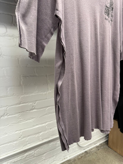 AW1998 Raf Simons ‘Radioactivity’ Skull Graphic Raw Hem ‘Plum’ Faded T-Shirt