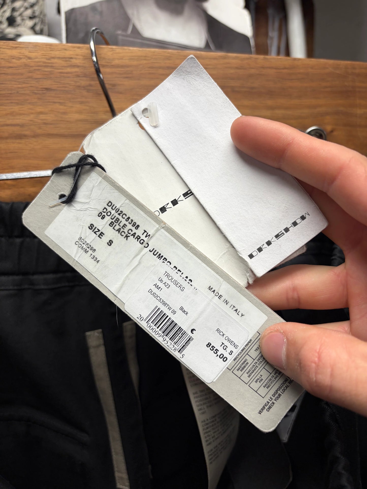Rick Owens DRKSHDW ‘Cargo Bela’ Black Wide Leg Drawstring Pants
