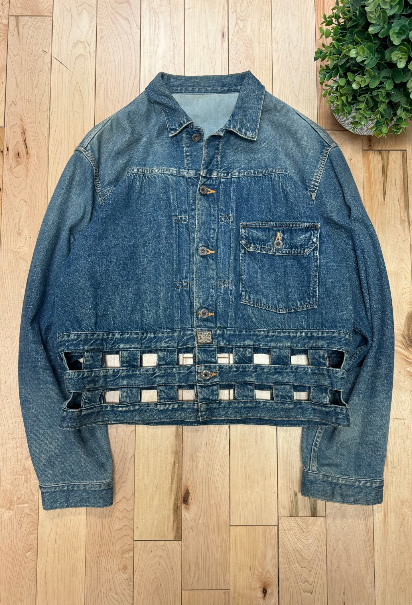 Kapital ‘Windowpane’ Washed Blue Denim Work Jacket