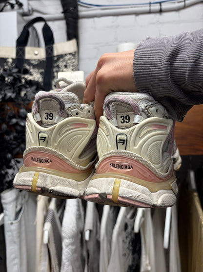 Balenciaga Pink/Grey ‘Track Runner’ Low Top Sneakers