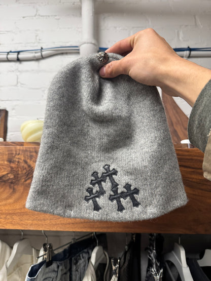 Chrome Hearts Cashmere ‘Flooded’ Leather Cross Patch Beanie