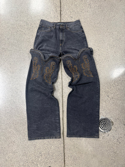 Y-Project ‘Cowboy’ Washed Black Detachable Denim