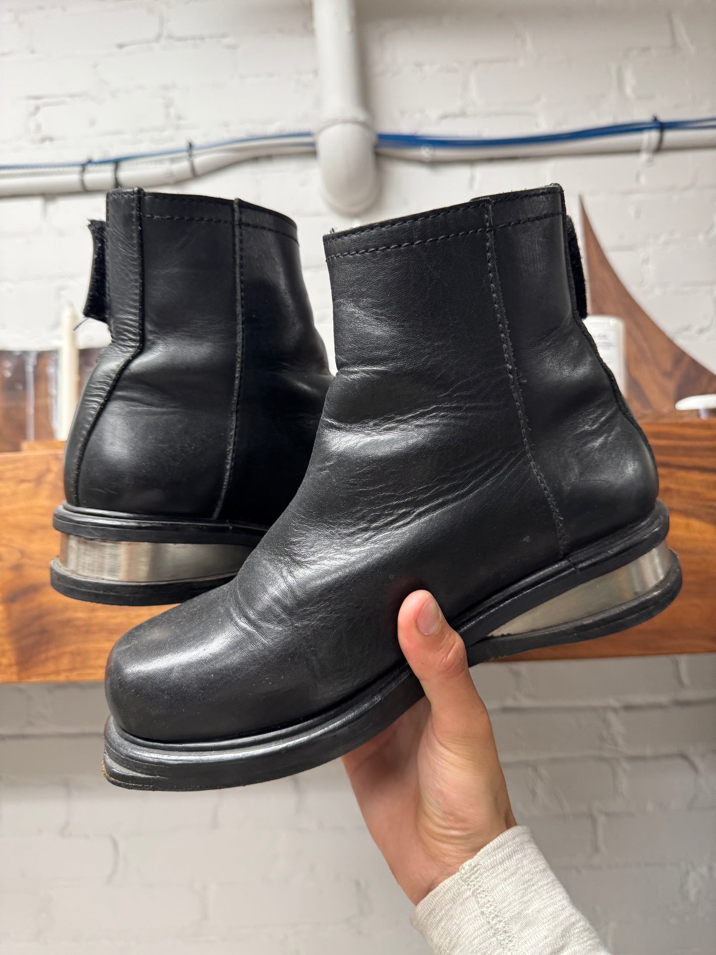 Dirk Bikkembergs ‘Metal Heel’ Calfskin Leather Ankle Boots