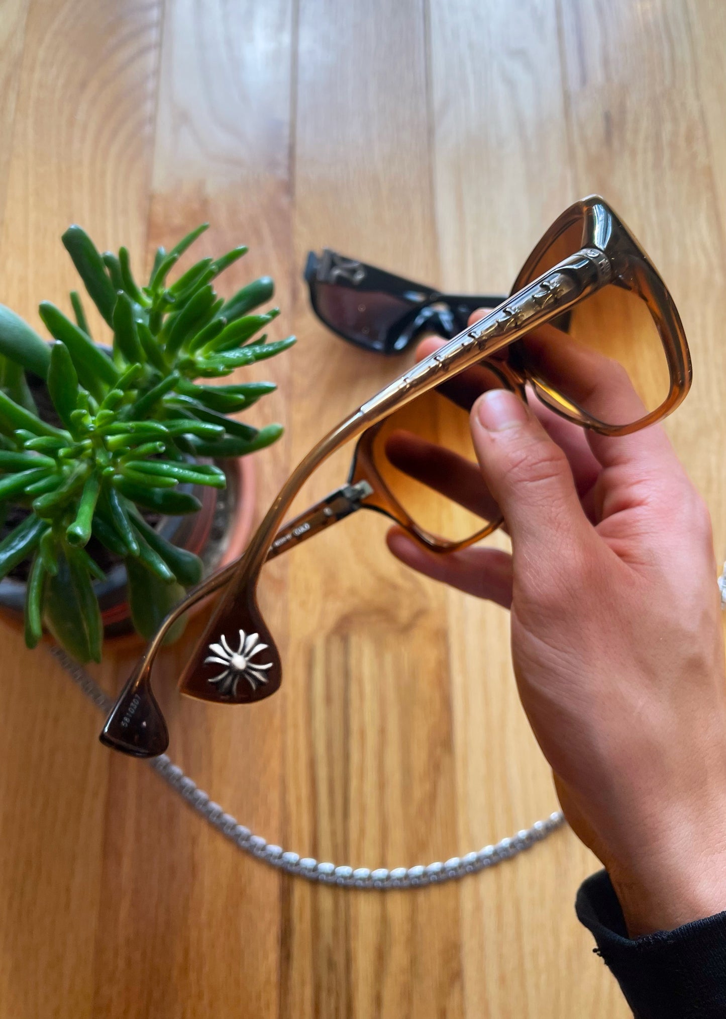 Chrome Hearts ‘Culo’ 10 Cross 925 Silver Brown Gradient Tint Sunglasses.