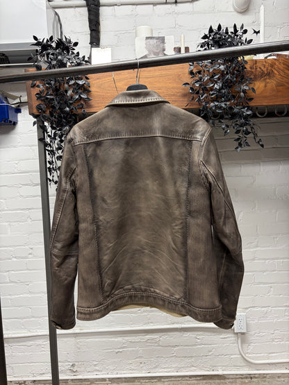 Carpe Diem ‘Type 1’ Brown Natural Patina Leather Trucker Jacket