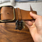 Lanvin Square Buckle Brown ‘Charm’ Leather Belt