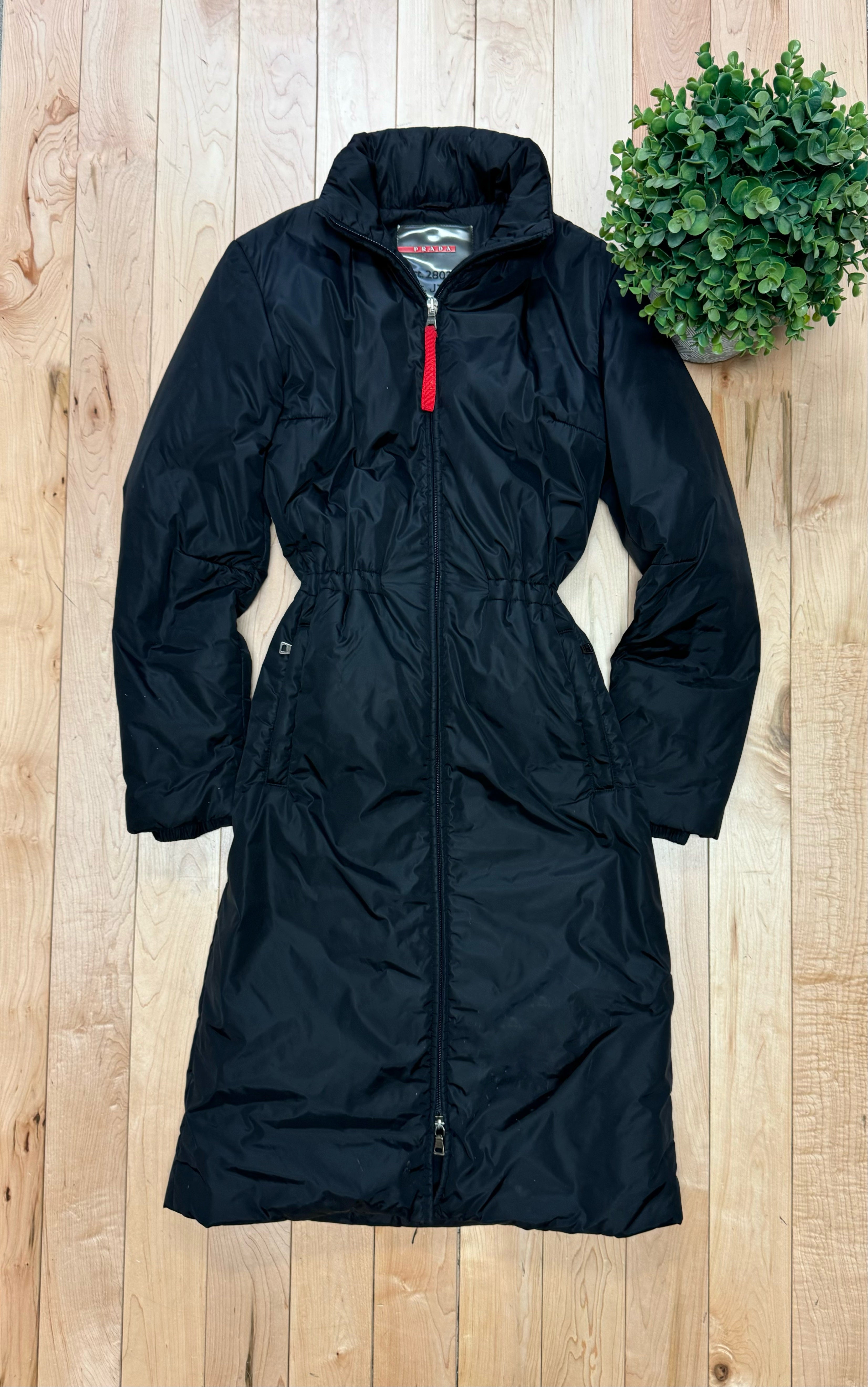 Prada Sport Nylon Shell Black Down Filled Coat