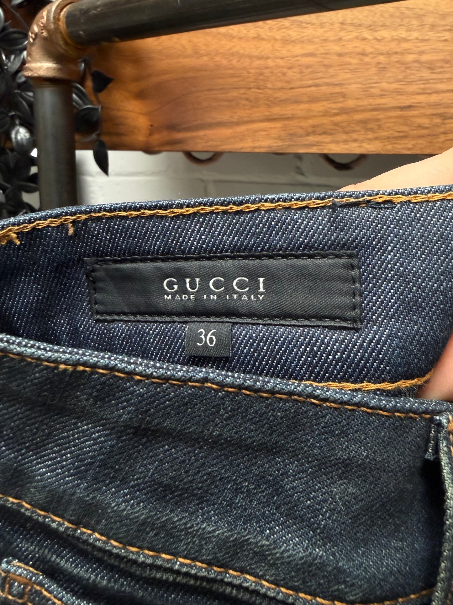AW2013 Gucci ‘70s Cut’ Raw Blue Denim Flared Cut Jeans