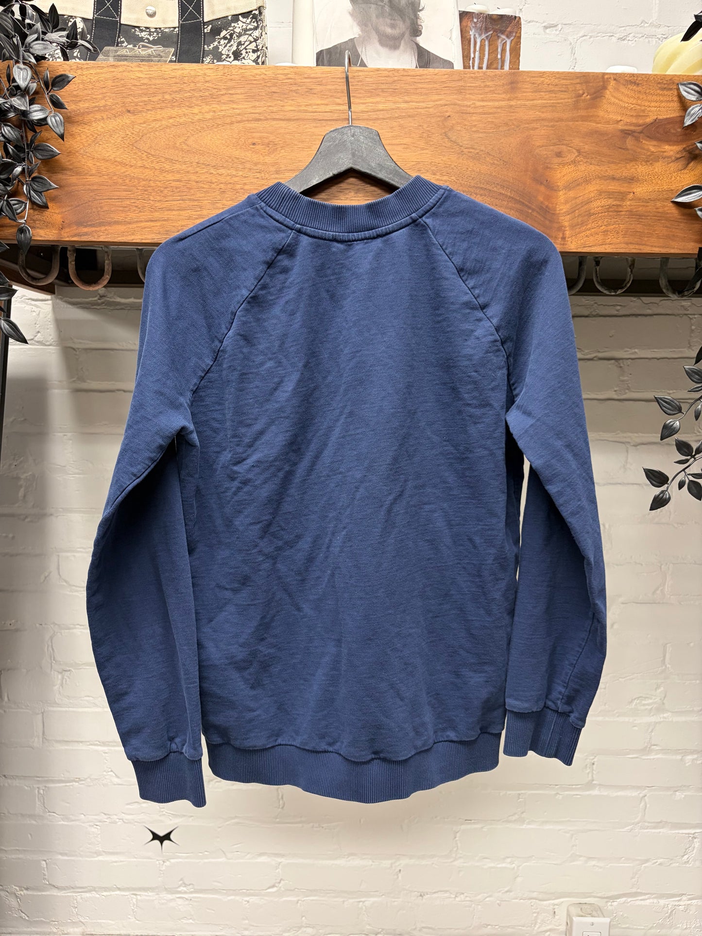 Balmain Silver/Navy Cotton Logo Crewneck Sweatshirt