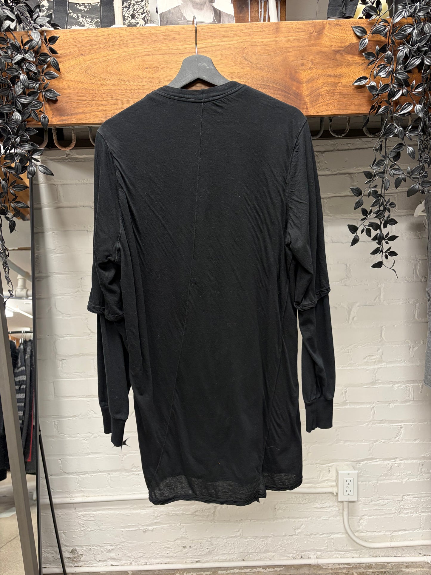 Rick Owens ‘Hustler’ Layered Black Long Sleeve Shirt