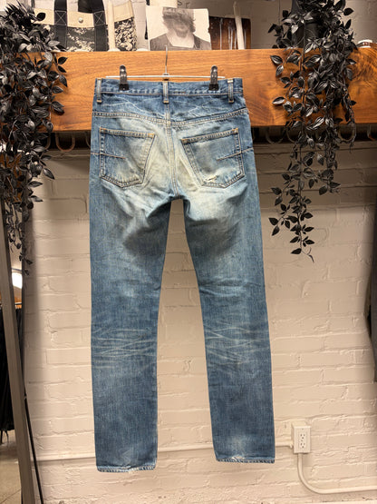 Dior Homme Unaltered Blue Sashiko Repaired Skinny Jeans