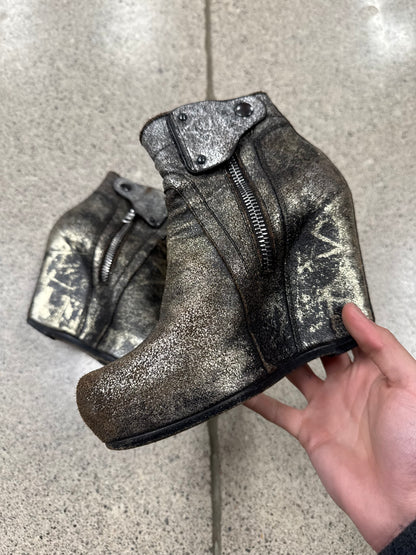 Rick Owens ‘Metallic Glitter’ Wedge Platform Heels