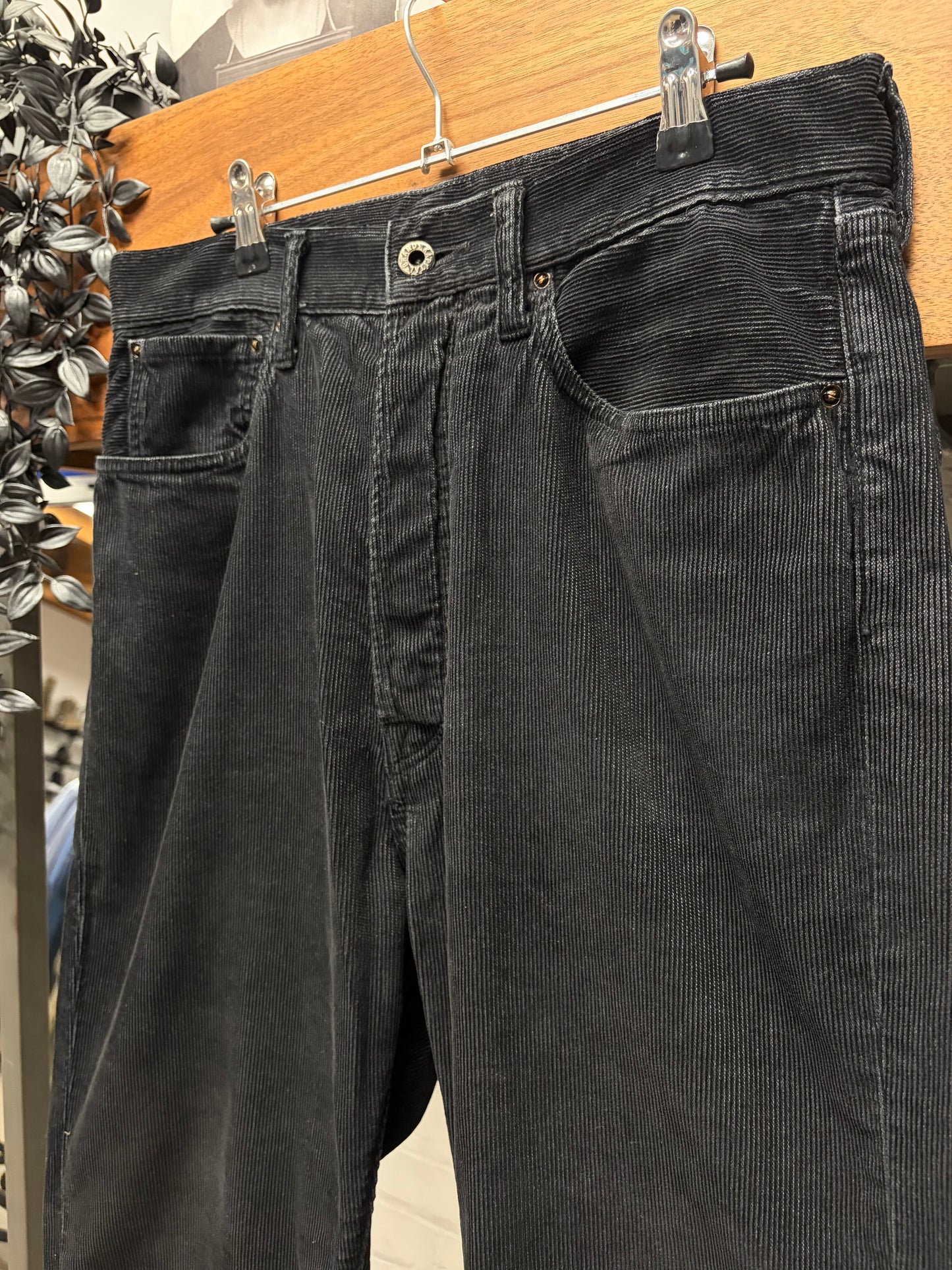 Kapital Black Corduroy ‘Buckle Back’ Straight Leg Denim