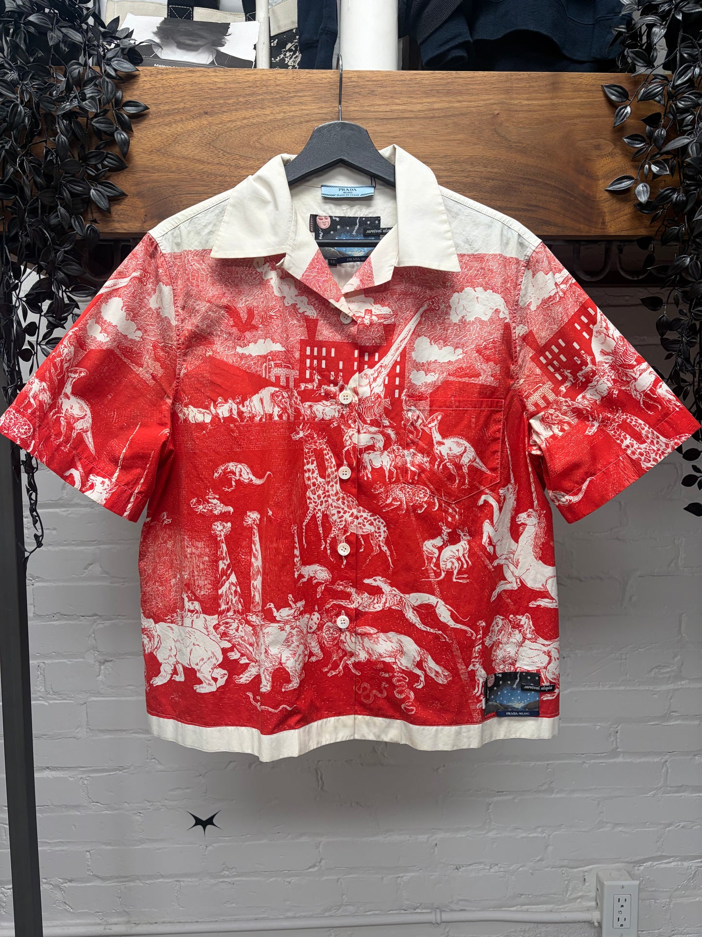 AW2016 Prada x Christophe Chemin ‘Survival Utopia’ Camp Collar Button Up Shirt