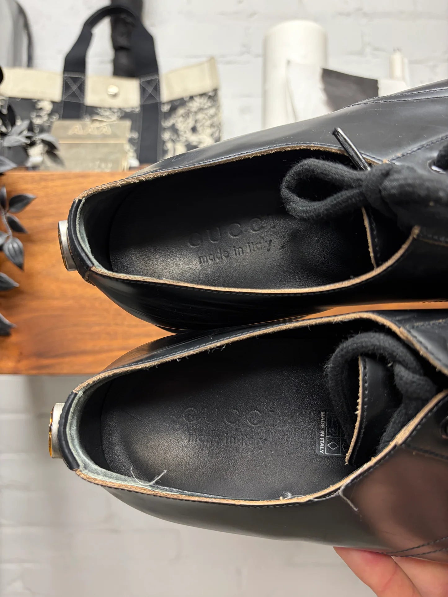 Gucci ‘Mystras’ Black Patent Leather Platform Sole Derbys