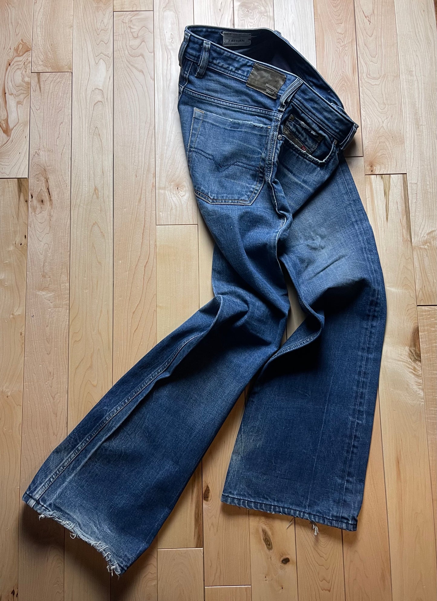 Diesel Washed Blue Flared Boot Cut Denim