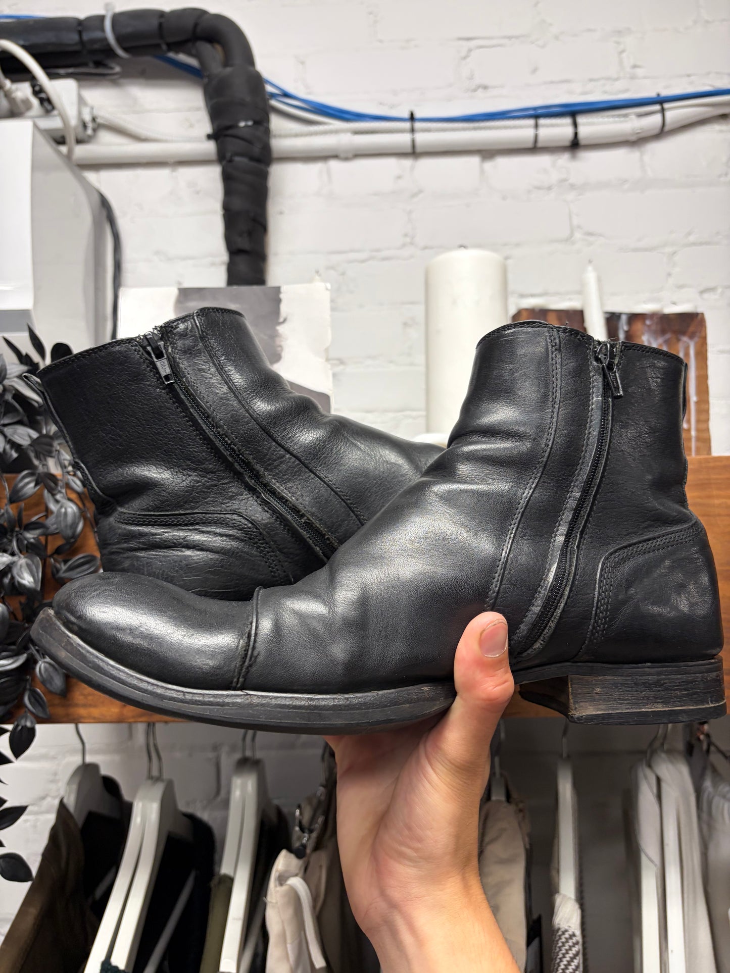 AW2009 Dior Homme Black Calfskin Leather Side-Zip Ankle Boots