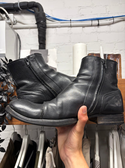 AW2009 Dior Homme Black Calfskin Leather Side-Zip Ankle Boots