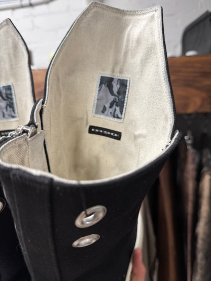 2024 Rick Owens Laceless High Tongue ‘Hollywood’ Black Canvas Sneakers