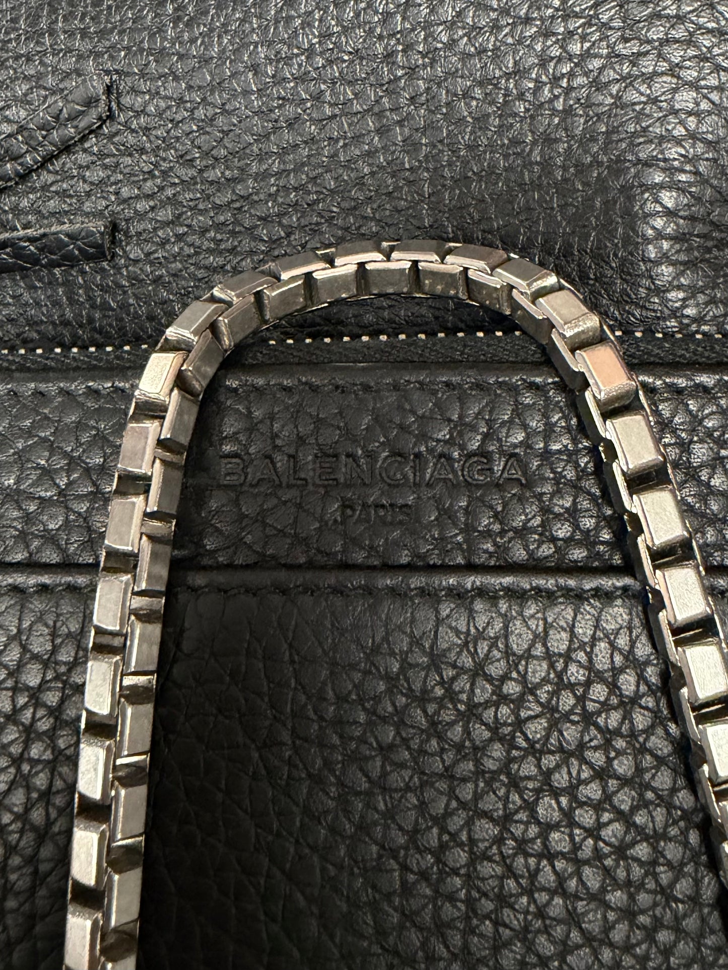 Balenciaga Grained Black Leather ‘Le City’ Wallet on Chain