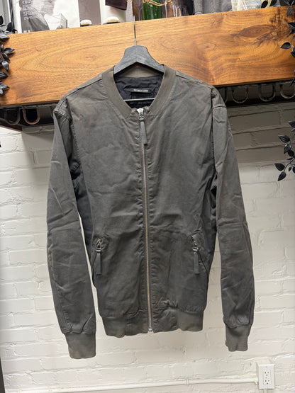 Helmut Lang Faded Sun Faded Grey Bomber Jacket with Ribbed Finish