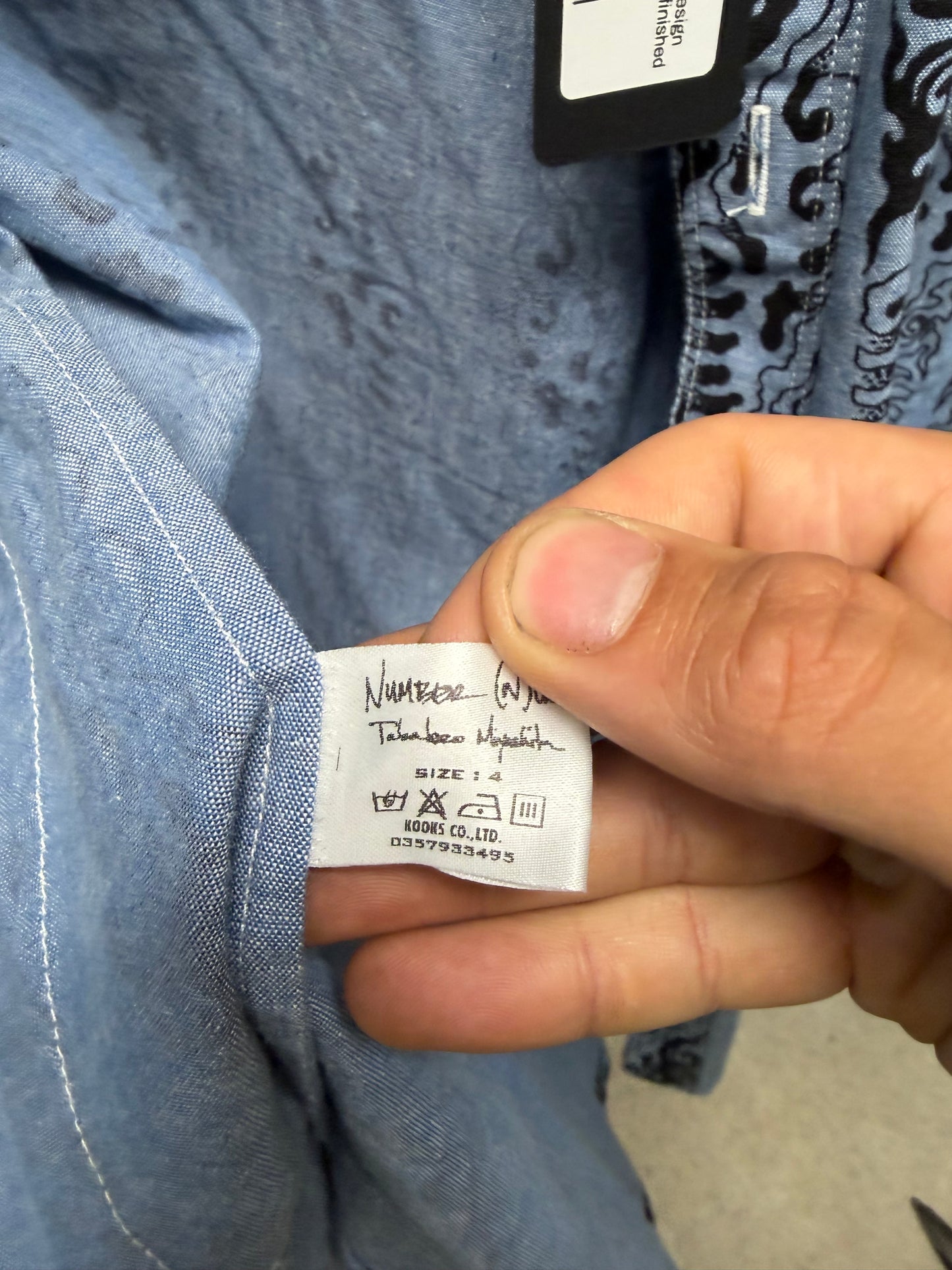 Number (N)ine x Magical Design ‘Japan Exclusive’ Sample Unfinished Button Up Shirt