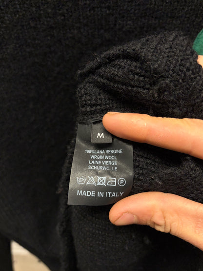 AW2016 Raf Simons ‘Detroit’ Patched Black Knit Sweater