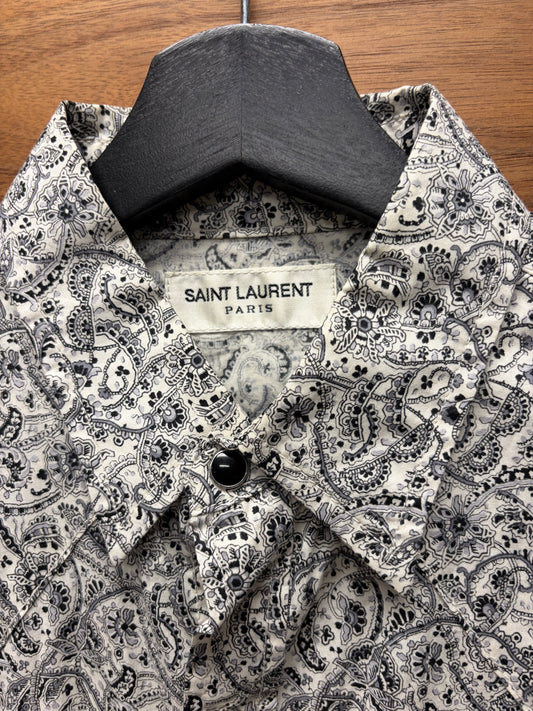 2016 Saint Laurent by Hedi Slimane ‘White Paisley’ Western Button Snap Shirt