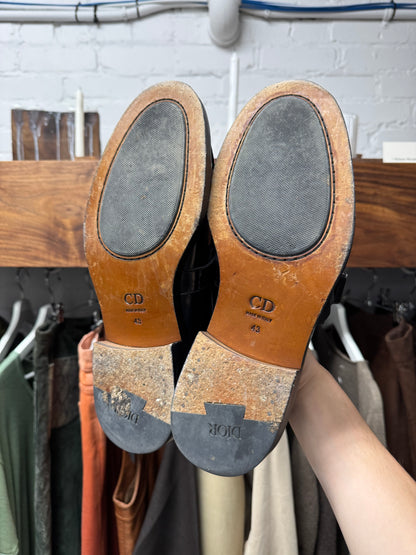 Dior ‘Evidence’ Roller Buckle Black Patent Leather Loafers