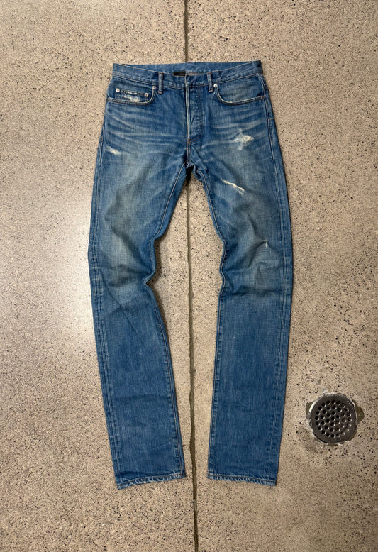 Dior Homme ‘Unaltered’ Distressed Blue Skinny Jeans