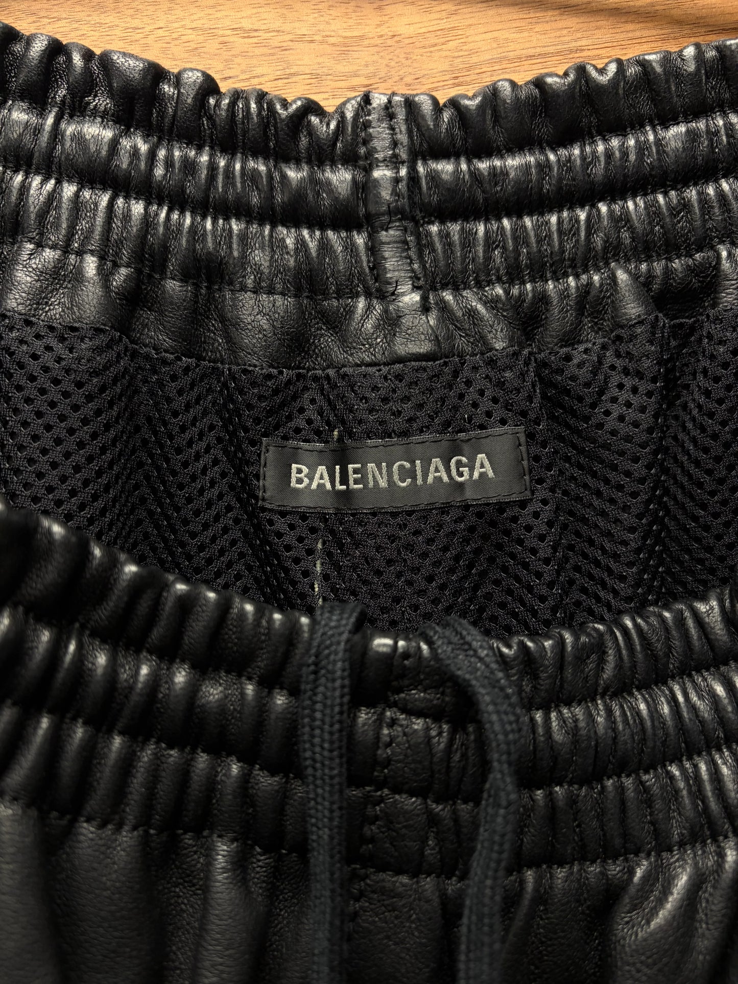 2022 Balenciaga ‘3B’ Sporty Logo Leather Track Pants