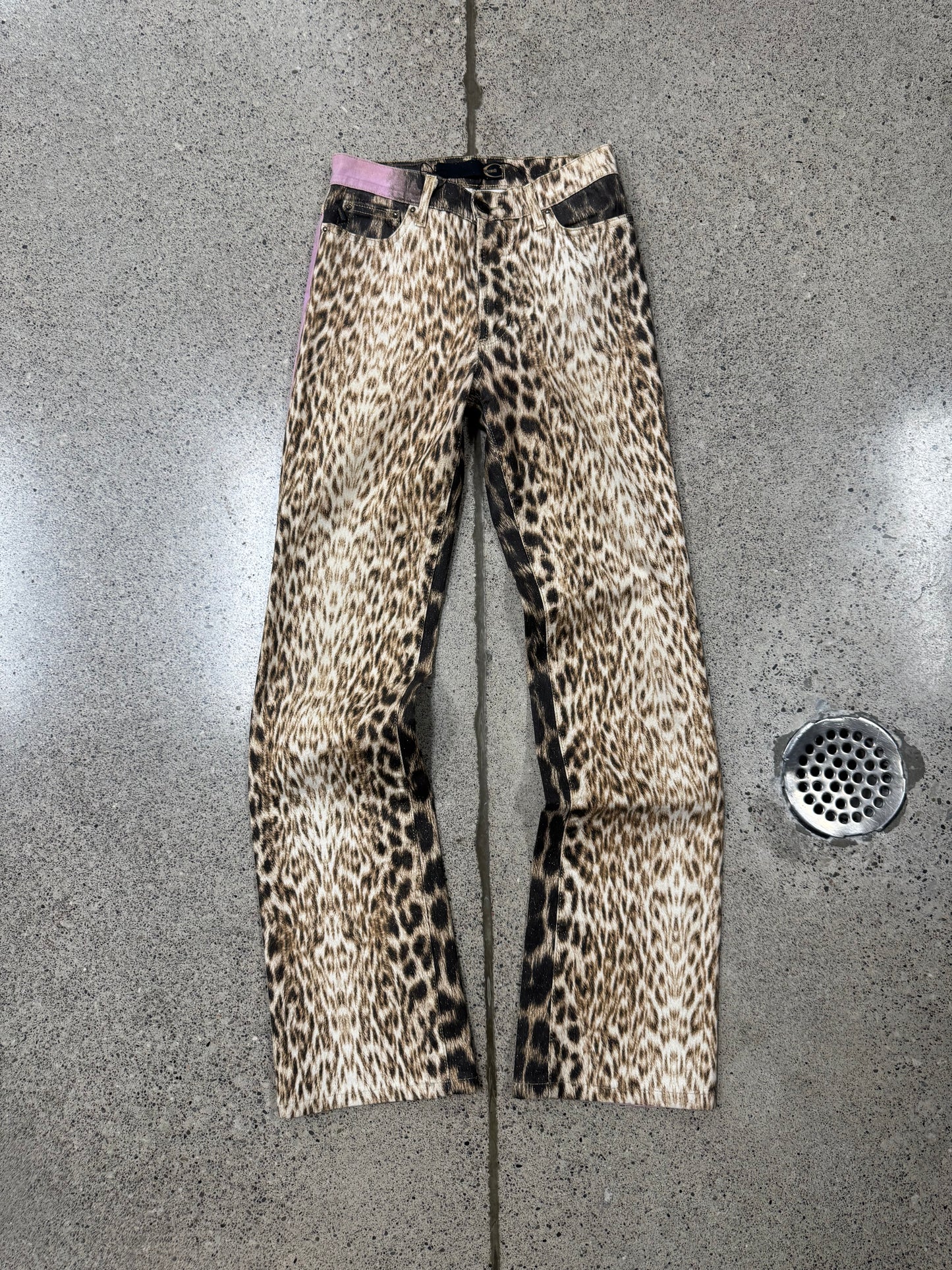 Roberto Cavalli Pink Leopard Print Denim