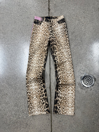 Roberto Cavalli Pink Leopard Print Denim
