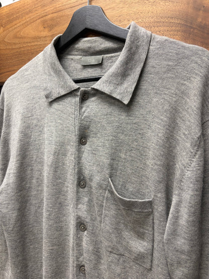 SS2005 Dior Homme by Hedi Slimane ‘Beck’ Grey Cashmere Long Sleeve Knit Polo